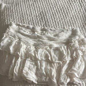 Crochet Ruffle Mini Skirt in Cream